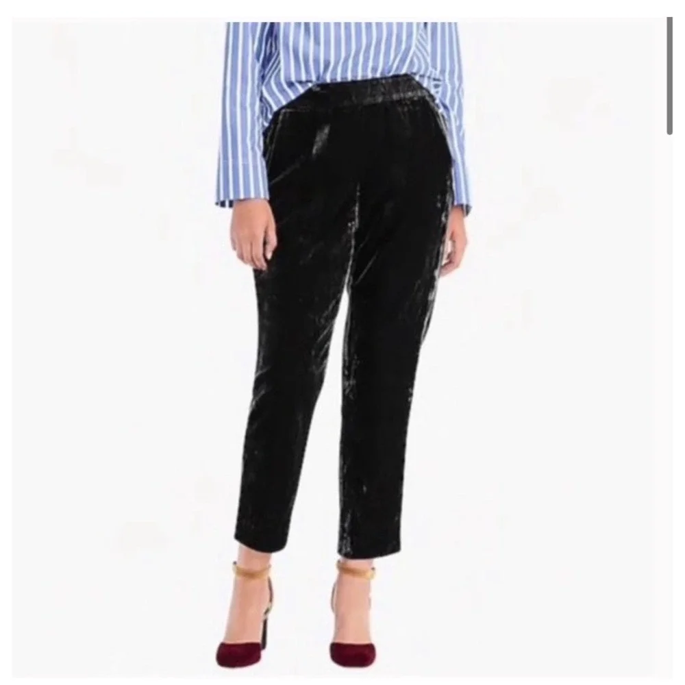 J.CREW Pull-on Easy Pant in Velvet‎ Size 4 Black NEW Party Holiday J5014